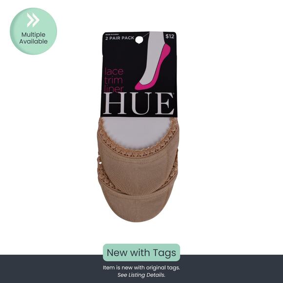 HUE Lace Trim Liner Socks – 2 Pair Pack (Nude) - Picture 1 of 5